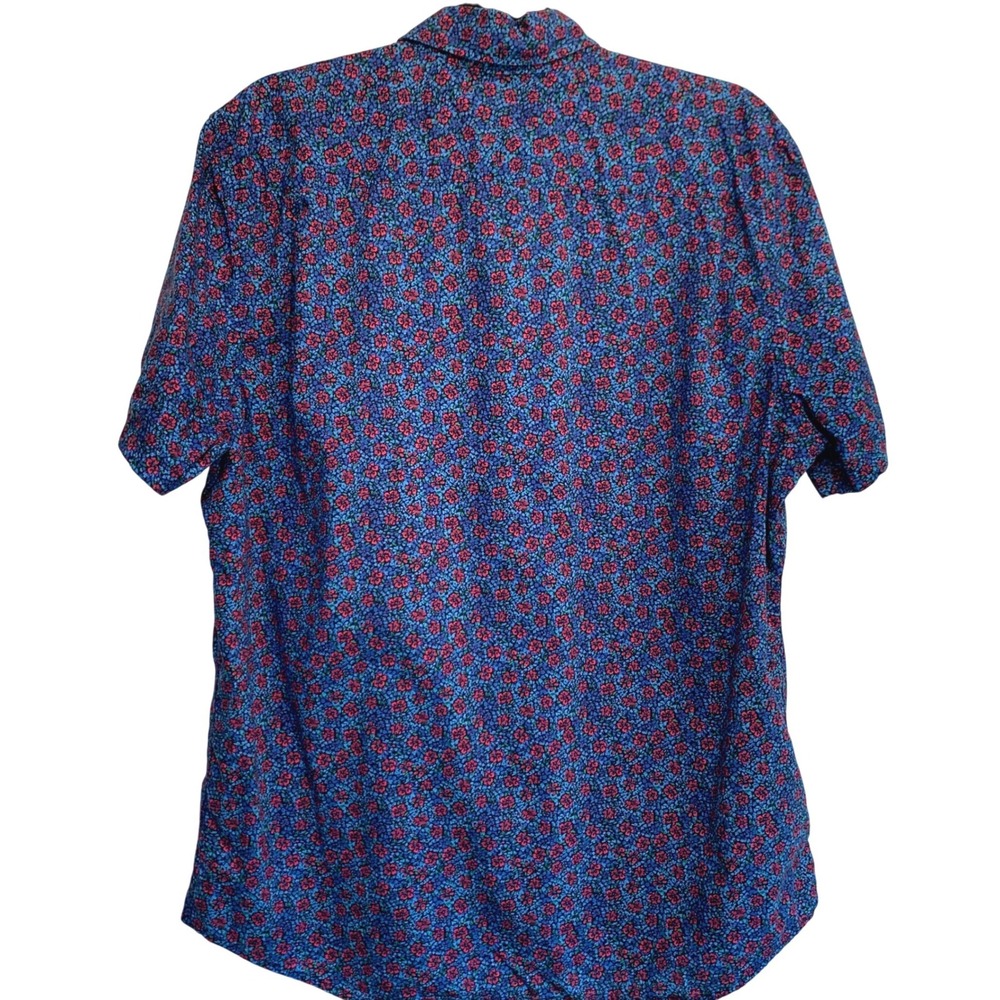 Gap MicroFloral Button Down Shirt Large Slim Fit Preppy Modern Classic Coastal - Picture 2 of 6